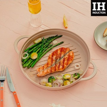 Neoflam - FIKA 26cm IH圓形坑紋燒烤盤 (粉色)