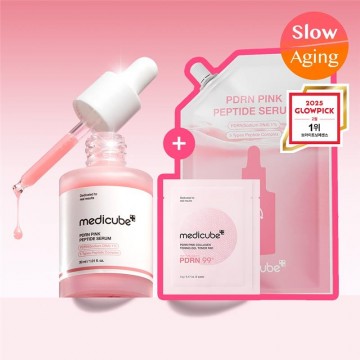 (SALE~26.03.31) medicube PDRN Pink Peptide Serum 粉紅胜肽修護精華30ml (+Refill 50ml + Toner Pad 2pcs) | Olive Young優惠套裝