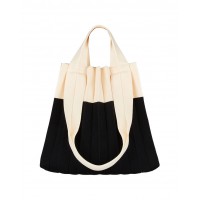 PLEATSMAMA Two-Way Shopper Bag White Black