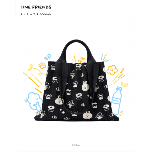 PLEATSMAMA Line Friends Edition Two-Way Shopper Bag Black