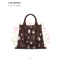 PLEATSMAMA Line Friends Edition Two-Way Shopper Bag Chocolate