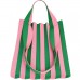 PLEATSMAMA Two-Way Shopper Bag Pink Green Stripe