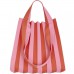 PLEATSMAMA Two-Way Shopper Bag Red Pink Stripe