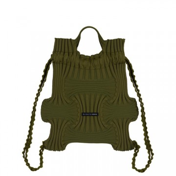 PLEATSMAMA Mini Bow Backpack Khaki
