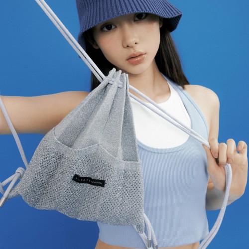 PLEATSMAMA Mini Bow Backpack Stella Silver