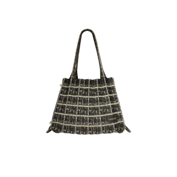 PLEATSMAMA Tweed Shopper Bag Lime