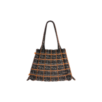 PLEATSMAMA Tweed Shopper Bag Orange