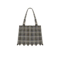 PLEATSMAMA Tweed Shopper Bag Stone Grey