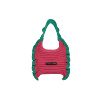 PLEATSMAMA Ruffle Mini Tote Bag Pink Green