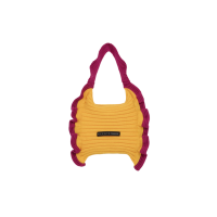 PLEATSMAMA Ruffle Mini Tote Bag Yellow Pink