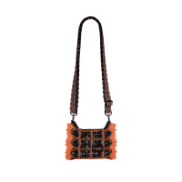 PLEATSMAMA Tweed Mini Sacoche Bag Orange