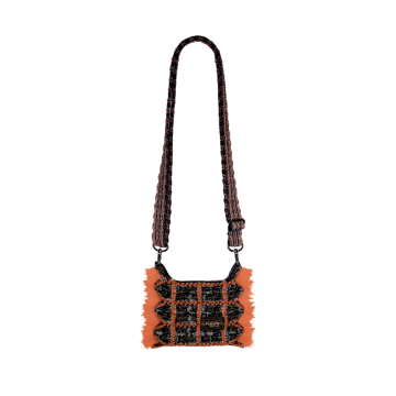PLEATSMAMA Tweed Mini Sacoche Bag Orange