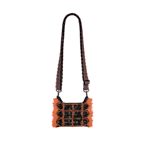 PLEATSMAMA Tweed Mini Sacoche Bag Orange