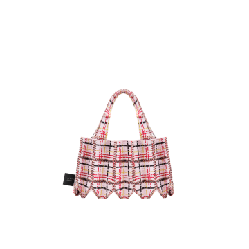 PLEATSMAMA Tweed Mini Tote Bag Pale Pink