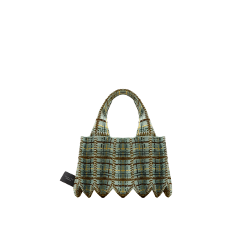 PLEATSMAMA Tweed Mini Tote Bag Pistachio